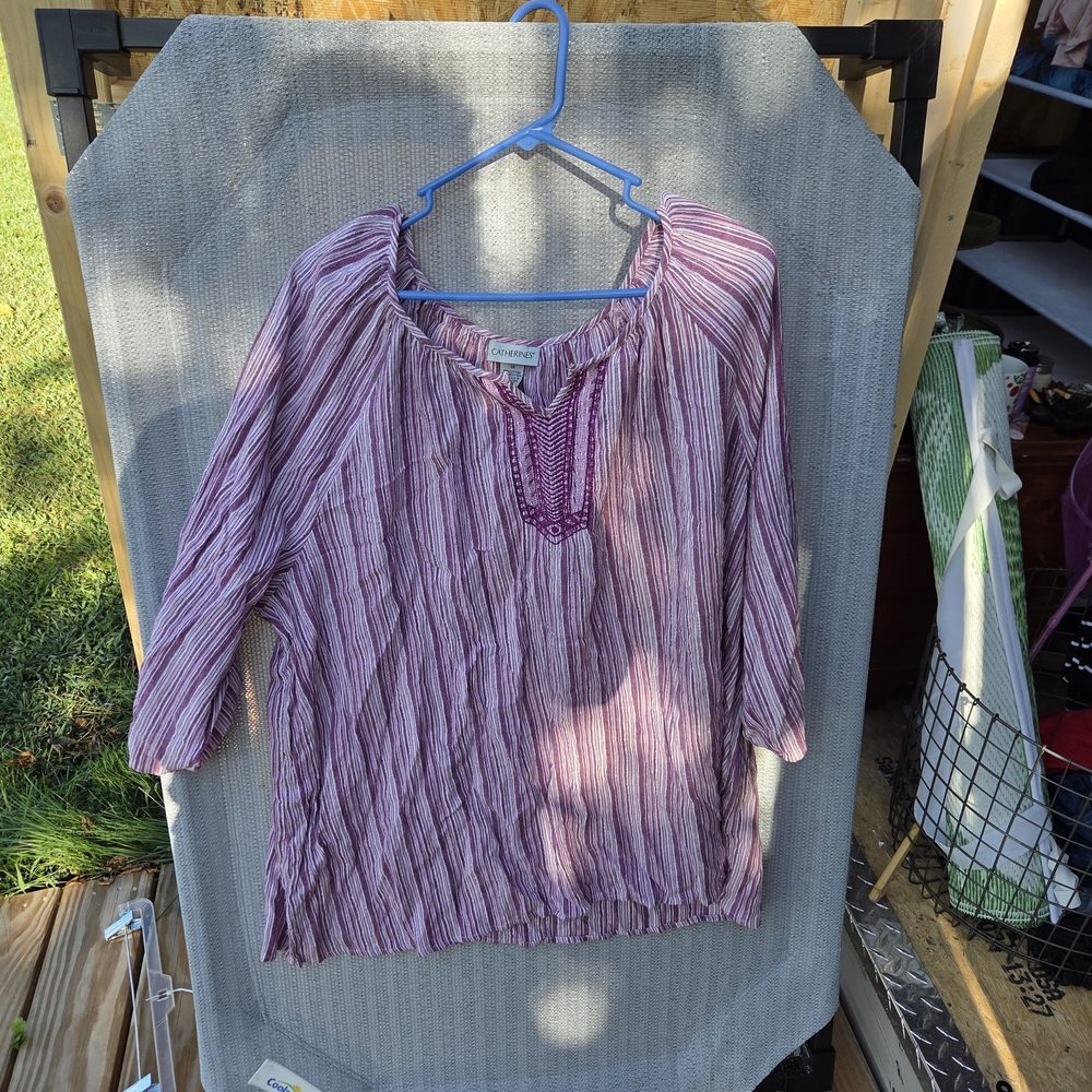 Catherines Lavender Striped Blouse